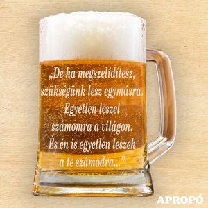 De ha megszelídítesz szükségünk lesz egymásra gravírozott korsó söröskorsó gravírozva szerelmeseknek, Otthon & Életmód, Konyhafelszerelés, tálalás, Tálalás, Sörös pohár és korsó, Üvegművészet, Gravírozás, pirográfia, MESKA