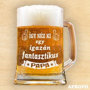 Így néz ki egy igazán fantasztikus PAPA korsó söröskorsó gravírozva papának, Otthon & Életmód, Konyhafelszerelés, tálalás, Tálalás, Sörös pohár és korsó, Üvegművészet, Gravírozás, pirográfia, Így néz ki egy igazán fantasztikus PAPA
fél literes korsó söröskorsó papának gravírozva papának

Eb..., MESKA