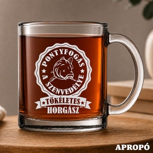 hőálló bögre horgásznak gravírozva Pontyfogás a szenvedélye tökéletes horgász! horgászos felirattal, Otthon & Életmód, Konyhafelszerelés, tálalás, Tálalás, Bögre & Csésze, Üvegművészet, Gravírozás, pirográfia, MESKA
