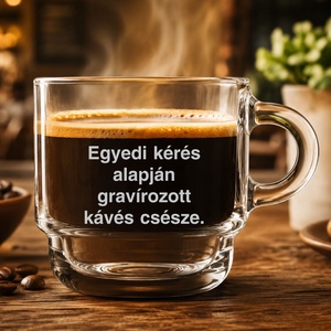 megrendelő által kért egyedi szöveggel, grafikával gravírozott hőálló kávéscsésze, látványterv készítéssel - Meska.hu