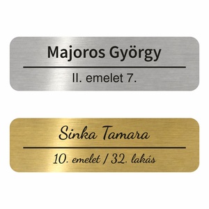 Gravírozott névtábla ajtóra, postaládára - Egyedi ajtótábla kültérre és beltérre (ajándék kétoldalú ragasztóval) - Meska.hu