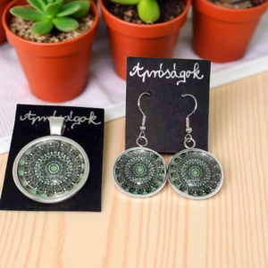 Zöldes mandala, Ékszer, Ékszerszett, Üvegművészet, Ékszerkészítés, MESKA