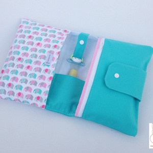 (-30%)Elefántok- türkíz színű pelenkatáska, pelenkázó neszesszer! - Meska.hu