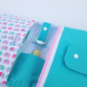 (-30%)Elefántok- türkíz színű pelenkatáska, pelenkázó neszesszer! - táska & tok - pelenkatáska - pelenkatartó tok - Meska.hu