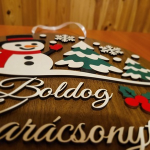 Hóember - Boldog Karácsonyt! - Ajtódísz - karácsony - karácsonyi lakásdekoráció - karácsonyi ajtódíszek - Meska.hu