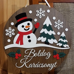 Hóember - Boldog Karácsonyt! - Ajtódísz - Meska.hu