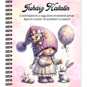 Személyre szabható - Lufis Húsvéti manólány nyuszival mintás A6-os füzet, Otthon & Életmód, Papír, írószer, Jegyzetfüzet & Napló, , MESKA