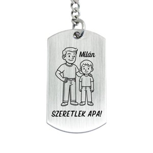 Szeretlek Apa gravírozott acél kulcstartó fiúgyermek nevével - Meska.hu