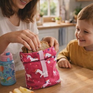 Textil uzsonnás tasak unikornis pink, Táska & Tok, Uzsonna- & Ebéd tartó, Ebéd tasak, doboz, , MESKA