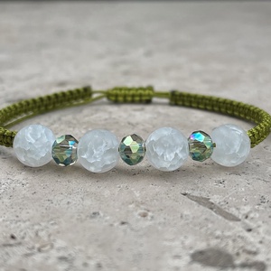 Matt roppantott hegyikristály karkötő, Ékszer, Karkötő, Fonott karkötő, Csomózás, Ékszerkészítés, MESKA