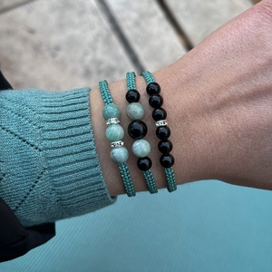 Kínai amazonit karkötő - ékszer - karkötő - fonott karkötő - Meska.hu