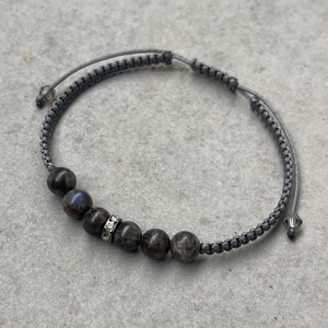 Fekete labradorit karkötők - ékszer - karkötő - fonott karkötő - Meska.hu