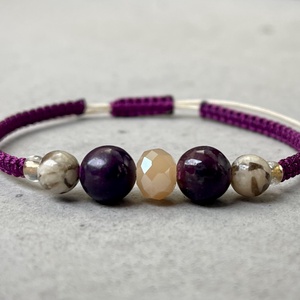 Purpurit és zebradorit makramé ásvány karkötő - Meska.hu