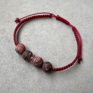 Matt leopárd jáspis makramé ásvány karkötő - ékszer - karkötő - fonott karkötő - Meska.hu