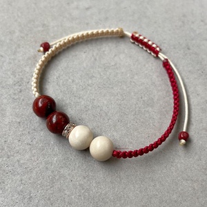 Breccsa jáspis és márvány makramé ásvány karkötő - ékszer - karkötő - fonott karkötő - Meska.hu