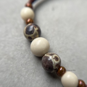 Asteroid jáspis és márvány makramé ásvány karkötő - ékszer - karkötő - fonott karkötő - Meska.hu