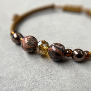 Leopárd jáspis és hematit makramé karkötő - Meska.hu