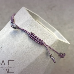 Matt lepidolit és angyal aura kvarc makramé karkötő - ékszer - karkötő - fonott karkötő - Meska.hu