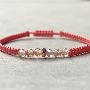 Púder cirkon és rosegold hematit makramé ásvány karkötő - Meska.hu