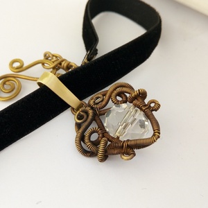 LUX - sárgaréz áttetsző choker - ékszer - nyaklánc - medálos nyaklánc - Meska.hu