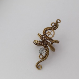 Steampunk sárgaréz szürke fülgyűrű - ékszer - fülbevaló - fülgyűrű - Meska.hu