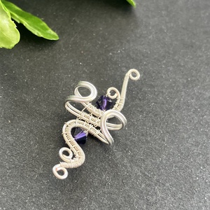 VADVIRÁG ezüstözött lila kis fülgyűrű - ékszer - fülbevaló - fülgyűrű - Meska.hu
