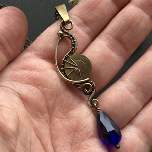 KEMET - Steampunk kék medál - ékszer - nyaklánc - medálos nyaklánc - Meska.hu
