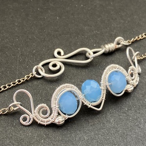 Ezüst kék nyaklánc - ékszer - nyaklánc - statement nyaklánc - Meska.hu