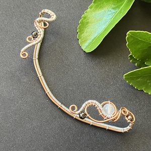 Réz és ezüst fülékszer rózsakvarccal - Meska.hu