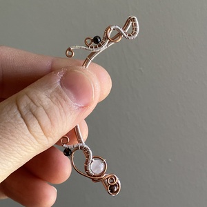 Réz és ezüst fülékszer rózsakvarccal - ékszer - fülbevaló - fülékszer - Meska.hu