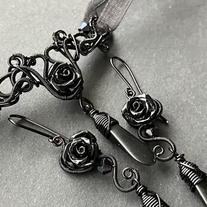 Fekete rózsa szert - ékszer - ékszerszett - Meska.hu