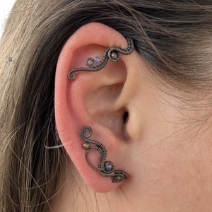 Vadvirág - vörösréz iolit fülékszer, Ékszer, Fülbevaló, Fülékszer, Ékszerkészítés, Fémmegmunkálás, MESKA