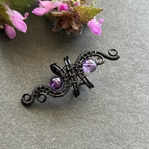 Fekete és ametiszt fülgyűrű - ékszer - fülbevaló - fülgyűrű - Meska.hu