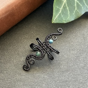 Fekete zöld turmalin fülgyűrű - ékszer - fülbevaló - fülgyűrű - Meska.hu