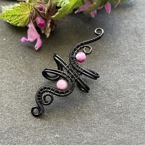 Fekete és rubin fülgyűrű - Meska.hu