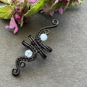 Fekete és akvamarin fülgyűrű, Ékszer, Fülbevaló, Fülgyűrű, Ékszerkészítés, Fémmegmunkálás, MESKA