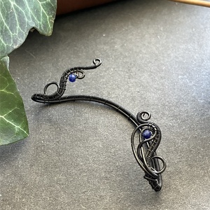 Fekete és szodalit fülékszer - ékszer - fülbevaló - fülékszer - Meska.hu