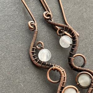 Réz és rózsakvarc fülbevaló - Meska.hu