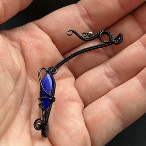 Fekete és kék fülékszer - ékszer - fülbevaló - fülékszer - Meska.hu