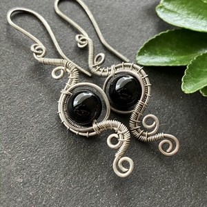 925 sterling ezüst és ónix  fülbevaló, Ékszer, Fülbevaló, Lógó fülbevaló, Ékszerkészítés, Fémmegmunkálás, MESKA