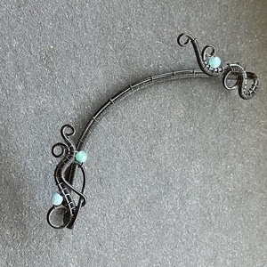 Fekete és zöld turmalik  fülékszer, Ékszer, Fülbevaló, Fülékszer, Ékszerkészítés, Fémmegmunkálás, MESKA