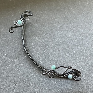 Fekete és zöld turmalik  fülékszer - ékszer - fülbevaló - fülékszer - Meska.hu