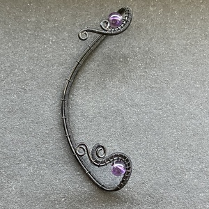 Fekete és ametiszt fülékszer, Ékszer, Fülbevaló, Fülékszer, Ékszerkészítés, Fémmegmunkálás, MESKA