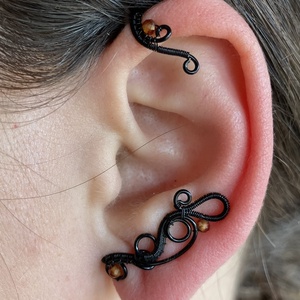 Fekete és narancs fülékszer, Ékszer, Fülbevaló, Fülékszer, Ékszerkészítés, Fémmegmunkálás, MESKA