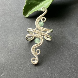 Ezüst aventurin fülgyűrű - ékszer - fülbevaló - fülgyűrű - Meska.hu