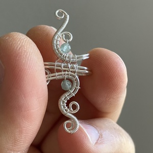 Ezüst aventurin fülgyűrű, Ékszer, Fülbevaló, Fülgyűrű, Ékszerkészítés, Fémmegmunkálás, MESKA