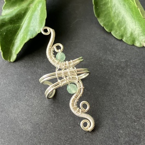 Ezüst aventurin fülgyűrű - ékszer - fülbevaló - fülgyűrű - Meska.hu