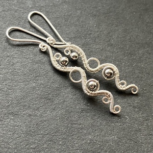 Ezüst hosszú fülbevaló - ékszer - fülbevaló - lógó fülbevaló - Meska.hu