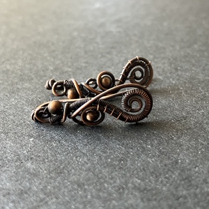 Réz kúszó fülbevaló, Ékszer, Fülbevaló, Pötty fülbevaló, Ékszerkészítés, Fémmegmunkálás, MESKA