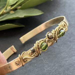 Sárgaréz és zöld karperec, Ékszer, Karkötő, Karperec, Ékszerkészítés, Fémmegmunkálás, MESKA